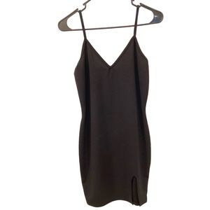 Nasty Gal Black Spaghetti Strap Slip Dress With Slit At The Thigh. Size 8.